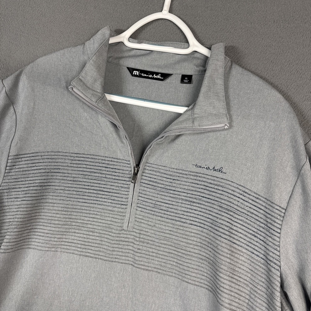 Travis Matthew Shirt Mens XL Gray Striped Quarter Zip Long Sleeve Iceland Golf